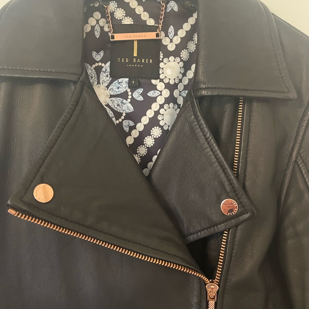 Ted Baker Black Leather Biker Jacket - Picture 2 of 5